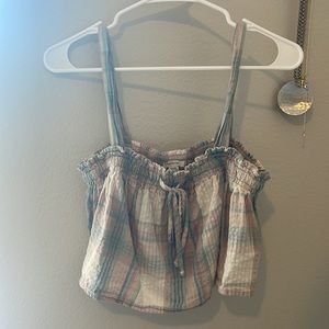Pastel gingham American eagle top